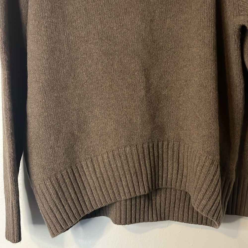 NWT Lattelier Yak Wool Preppy Classic Brown Ribbed Loose Turtleneck Sweater Sz M - Picture 3 of 9